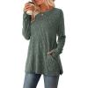 imageSAMPEEL Womens Sweaters Crewneck Long Sleeve Shirts with Pockets Fall Outfits 2025 Fashion Winter Clothing Side SlitClassic Green