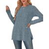 imageSAMPEEL Womens Sweaters Crewneck Long Sleeve Shirts with Pockets Fall Outfits 2025 Fashion Winter Clothing Side SlitEarth Blue