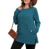 imageSAMPEEL Womens Sweaters Crewneck Long Sleeve Shirts with Pockets Fall Outfits 2025 Fashion Winter Clothing Side SlitPretty Blue