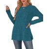 imageSAMPEEL Womens Sweaters Crewneck Long Sleeve Shirts with Pockets Fall Outfits 2025 Fashion Winter Clothing Side SlitPretty Blue