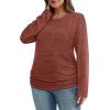 imageSAMPEEL Womens Sweaters Long Sleeve Shirts Fall Fashion 2025 Trendy Tops Ruched Outfits Winter ClothingAll Caramel
