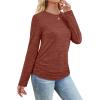 imageSAMPEEL Womens Sweaters Long Sleeve Shirts Fall Fashion 2025 Trendy Tops Ruched Outfits Winter ClothingAll Caramel