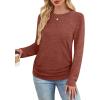imageSAMPEEL Womens Sweaters Long Sleeve Shirts Fall Fashion 2025 Trendy Tops Ruched Outfits Winter ClothingAll Caramel