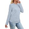 imageSAMPEEL Womens Sweaters Long Sleeve Shirts Fall Fashion 2025 Trendy Tops Ruched Outfits Winter ClothingBlue
