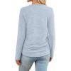 imageSAMPEEL Womens Sweaters Long Sleeve Shirts Fall Fashion 2025 Trendy Tops Ruched Outfits Winter ClothingBlue