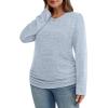 imageSAMPEEL Womens Sweaters Long Sleeve Shirts Fall Fashion 2025 Trendy Tops Ruched Outfits Winter ClothingBlue