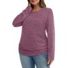 imageSAMPEEL Womens Sweaters Long Sleeve Shirts Fall Fashion 2025 Trendy Tops Ruched Outfits Winter ClothingClassic Purple