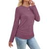 imageSAMPEEL Womens Sweaters Long Sleeve Shirts Fall Fashion 2025 Trendy Tops Ruched Outfits Winter ClothingClassic Purple