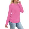imageSAMPEEL Womens Sweaters Long Sleeve Shirts Fall Fashion 2025 Trendy Tops Ruched Outfits Winter ClothingHot Pink