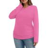 imageSAMPEEL Womens Sweaters Long Sleeve Shirts Fall Fashion 2025 Trendy Tops Ruched Outfits Winter ClothingHot Pink