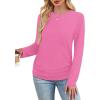 imageSAMPEEL Womens Sweaters Long Sleeve Shirts Fall Fashion 2025 Trendy Tops Ruched Outfits Winter ClothingHot Pink