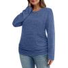 imageSAMPEEL Womens Sweaters Long Sleeve Shirts Fall Fashion 2025 Trendy Tops Ruched Outfits Winter ClothingNavy