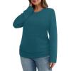 imageSAMPEEL Womens Sweaters Long Sleeve Shirts Fall Fashion 2025 Trendy Tops Ruched Outfits Winter ClothingPeacock Blue