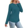 imageSAMPEEL Womens Sweaters Long Sleeve Shirts Fall Fashion 2025 Trendy Tops Ruched Outfits Winter ClothingPeacock Blue
