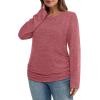 imageSAMPEEL Womens Sweaters Long Sleeve Shirts Fall Fashion 2025 Trendy Tops Ruched Outfits Winter ClothingWatermelon Red