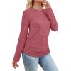 imageSAMPEEL Womens Sweaters Long Sleeve Shirts Fall Fashion 2025 Trendy Tops Ruched Outfits Winter ClothingWatermelon Red