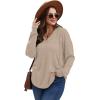 imageSampeel Hoodies for Women Trendy Fall Fashion 2025 V Neck Oversized Sweatshirt Plus Size Tops ClothesBeige