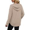 imageSampeel Hoodies for Women Trendy Fall Fashion 2025 V Neck Oversized Sweatshirt Plus Size Tops ClothesBeige