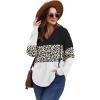 imageSampeel Hoodies for Women Trendy Fall Fashion 2025 V Neck Oversized Sweatshirt Plus Size Tops ClothesBlack and White Leopard Print