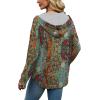 imageSampeel Hoodies for Women Trendy Fall Fashion 2025 V Neck Oversized Sweatshirt Plus Size Tops ClothesBlue Orange Print