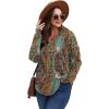 imageSampeel Hoodies for Women Trendy Fall Fashion 2025 V Neck Oversized Sweatshirt Plus Size Tops ClothesBlue Orange Print