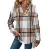 imageSampeel Hoodies for Women Trendy Fall Fashion 2025 V Neck Oversized Sweatshirt Plus Size Tops ClothesBrown Plaid