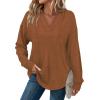 imageSampeel Hoodies for Women Trendy Fall Fashion 2025 V Neck Oversized Sweatshirt Plus Size Tops ClothesCaramel