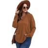 imageSampeel Hoodies for Women Trendy Fall Fashion 2025 V Neck Oversized Sweatshirt Plus Size Tops ClothesCaramel
