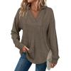 imageSampeel Hoodies for Women Trendy Fall Fashion 2025 V Neck Oversized Sweatshirt Plus Size Tops ClothesCoffee