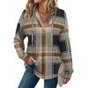 imageSampeel Hoodies for Women Trendy Fall Fashion 2025 V Neck Oversized Sweatshirt Plus Size Tops ClothesCoffee Plaid