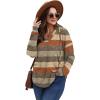 imageSampeel Hoodies for Women Trendy Fall Fashion 2025 V Neck Oversized Sweatshirt Plus Size Tops ClothesCoffee Stripes