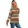 imageSampeel Hoodies for Women Trendy Fall Fashion 2025 V Neck Oversized Sweatshirt Plus Size Tops ClothesCoffee Stripes