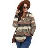 imageSampeel Hoodies for Women Trendy Fall Fashion 2025 V Neck Oversized Sweatshirt Plus Size Tops ClothesGray Stripes