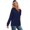imageSampeel Hoodies for Women Trendy Fall Fashion 2025 V Neck Oversized Sweatshirt Plus Size Tops ClothesNavy Blue