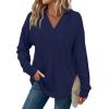 imageSampeel Hoodies for Women Trendy Fall Fashion 2025 V Neck Oversized Sweatshirt Plus Size Tops ClothesNavy Blue