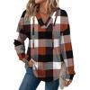 imageSampeel Hoodies for Women Trendy Fall Fashion 2025 V Neck Oversized Sweatshirt Plus Size Tops ClothesOrange Plaid