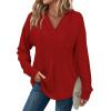 imageSampeel Hoodies for Women Trendy Fall Fashion 2025 V Neck Oversized Sweatshirt Plus Size Tops ClothesRed