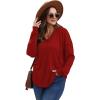 imageSampeel Hoodies for Women Trendy Fall Fashion 2025 V Neck Oversized Sweatshirt Plus Size Tops ClothesRed