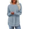 imageSampeel Long Sleeve Shirts for Women Tunic Tops Loose Fit Dressy Crew Neck Pullover Basic Sweaters for Women 2025Blue