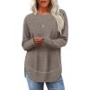 imageSampeel Long Sleeve Shirts for Women Tunic Tops Loose Fit Dressy Crew Neck Pullover Basic Sweaters for Women 2025Coffee