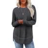 imageSampeel Long Sleeve Shirts for Women Tunic Tops Loose Fit Dressy Crew Neck Pullover Basic Sweaters for Women 2025Darkgrey