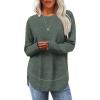 imageSampeel Long Sleeve Shirts for Women Tunic Tops Loose Fit Dressy Crew Neck Pullover Basic Sweaters for Women 2025Green