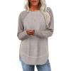 imageSampeel Long Sleeve Shirts for Women Tunic Tops Loose Fit Dressy Crew Neck Pullover Basic Sweaters for Women 2025Khaki Coffee