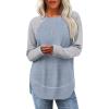 imageSampeel Long Sleeve Shirts for Women Tunic Tops Loose Fit Dressy Crew Neck Pullover Basic Sweaters for Women 2025Light Grey Blue