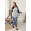 imageSampeel Long Sleeve Shirts for Women Tunic Tops Loose Fit Dressy Crew Neck Pullover Basic Sweaters for Women 2025Light and Dark Grey