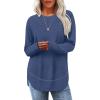 imageSampeel Long Sleeve Shirts for Women Tunic Tops Loose Fit Dressy Crew Neck Pullover Basic Sweaters for Women 2025Navy