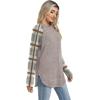 imageSampeel Long Sleeve Shirts for Women Tunic Tops Loose Fit Dressy Crew Neck Pullover Basic Sweaters for Women 2025Plaid Brown