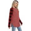 imageSampeel Long Sleeve Shirts for Women Tunic Tops Loose Fit Dressy Crew Neck Pullover Basic Sweaters for Women 2025Plaid Red