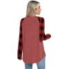 imageSampeel Long Sleeve Shirts for Women Tunic Tops Loose Fit Dressy Crew Neck Pullover Basic Sweaters for Women 2025Plaid Red