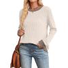 imageSampeel Womens Tops Long Sleeve Shirts Lightweight Sweaters Loose Fit Crewneck Color Block Fall Fashion OutfitsApricot